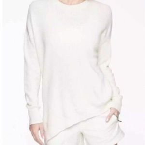 Athleta Rest Day Asymmetrical Crewneck Knitted Sweater Ivory Cream Size Small